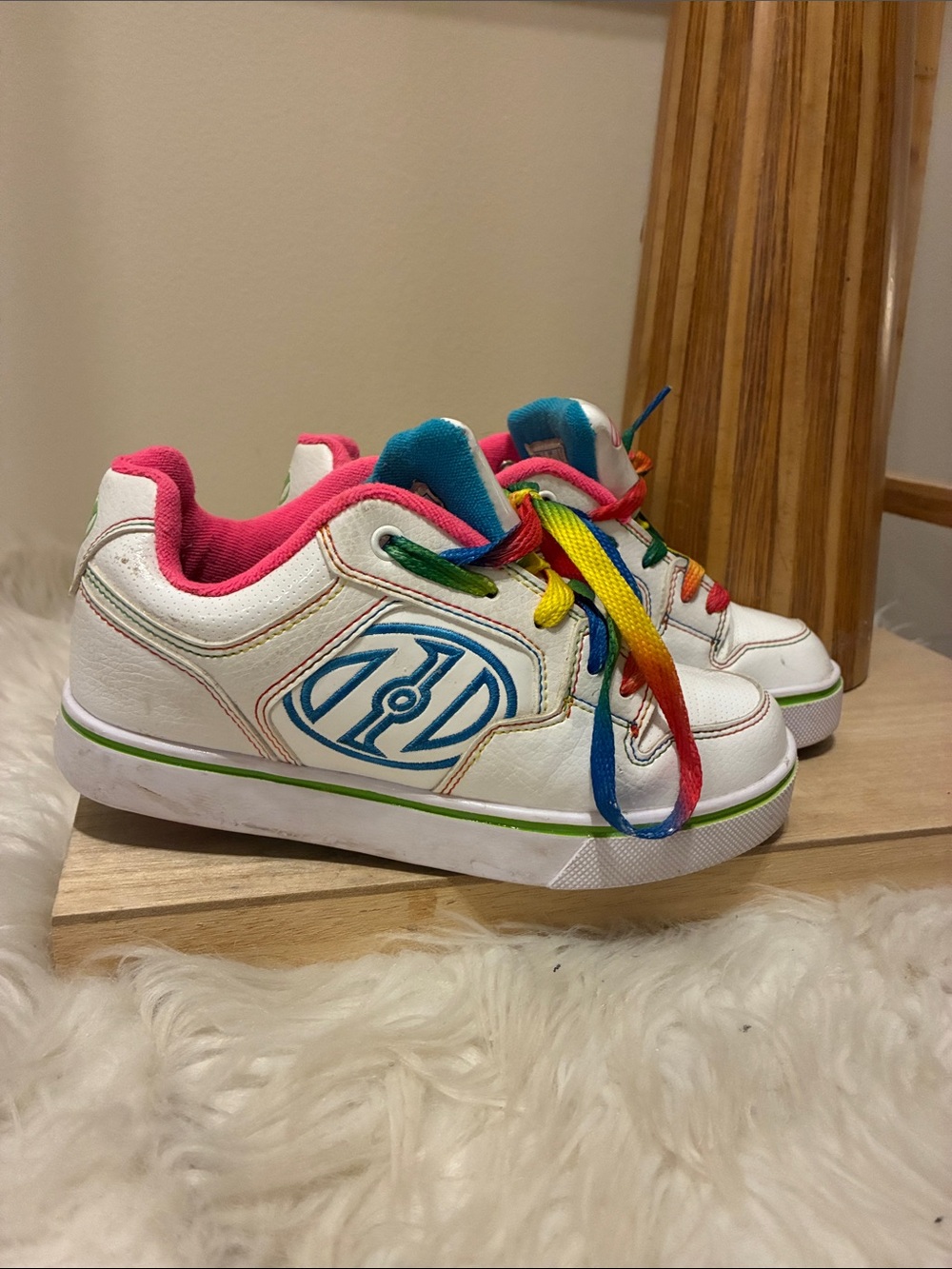 Heelys White Heelys Sneakers with Rainbow Laces and Pink Lining